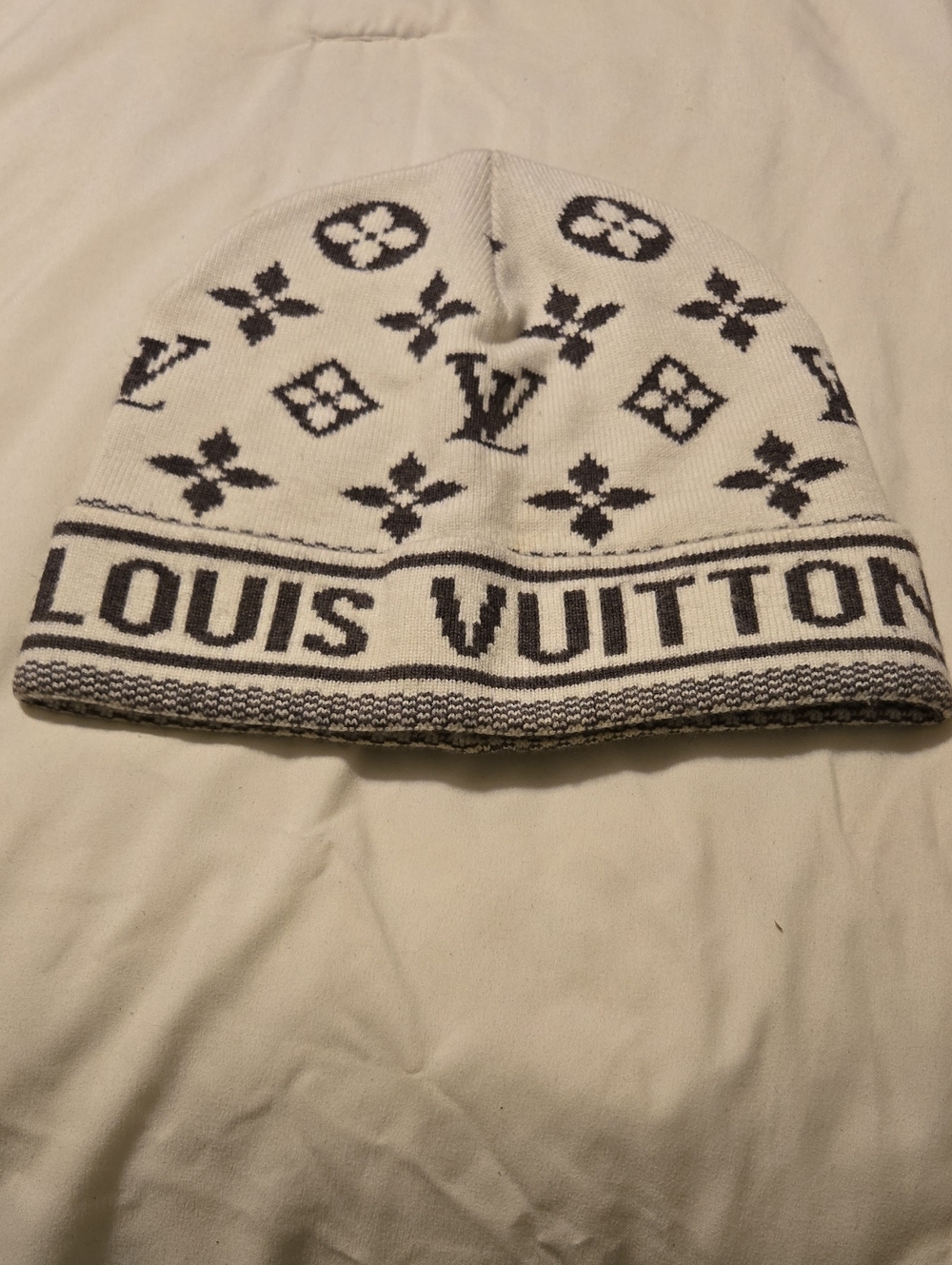 Louis Vuitton Cream & Black Monogram Knit Hat